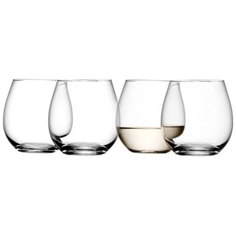 LSA International Wine Stemless White Wine Glass 370ml Clear | Set of 4 | Mouthblown & Handmade Glass | WI01
