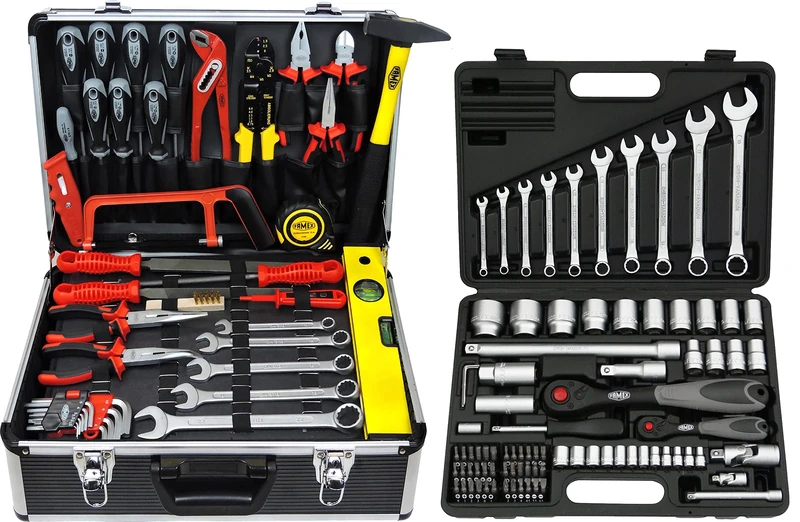 FAMEX 743-47 Mechanic Tool Box Filled with Tool Set - Plenty of Space for Other Tools and Parts - Extensively Equipped