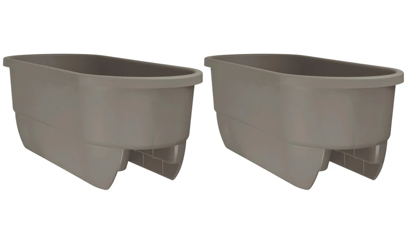 Apollo Exports International AP-5720/DW/2, Driftwood, 24" Dual Deck Railer Planter, (Set of 2) - Image 1