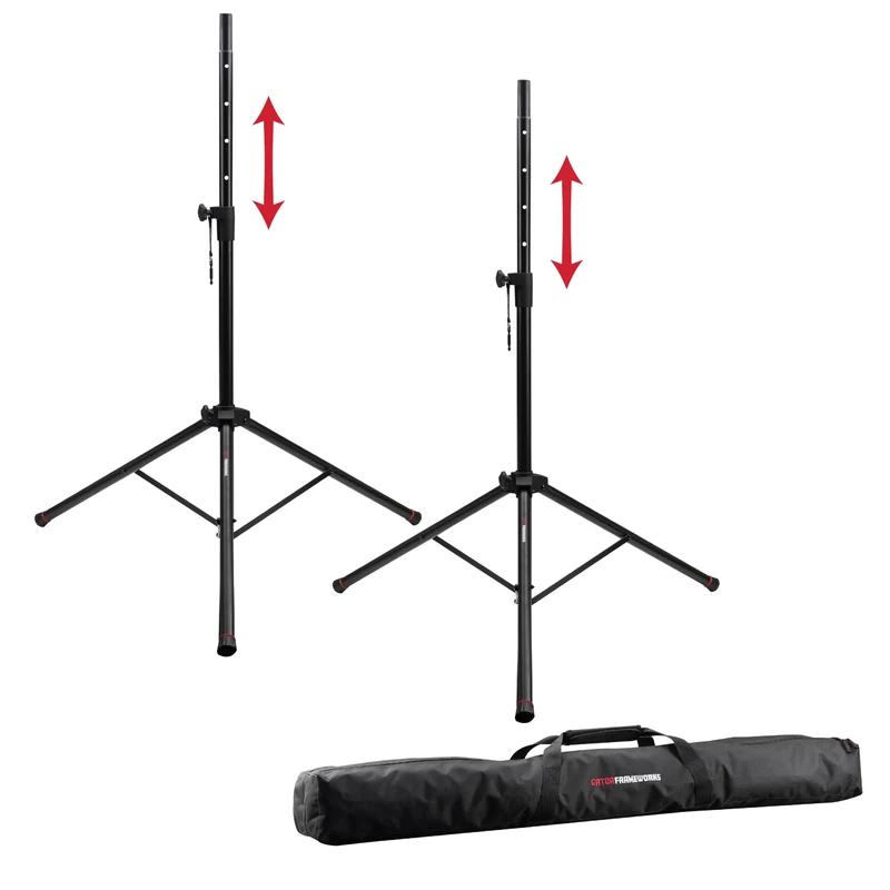 Gator Frameworks Standard Speaker Stand Set; Includes (2) Speaker Stands and Nylon Carry Bag (GFW-SPK-2000SET)