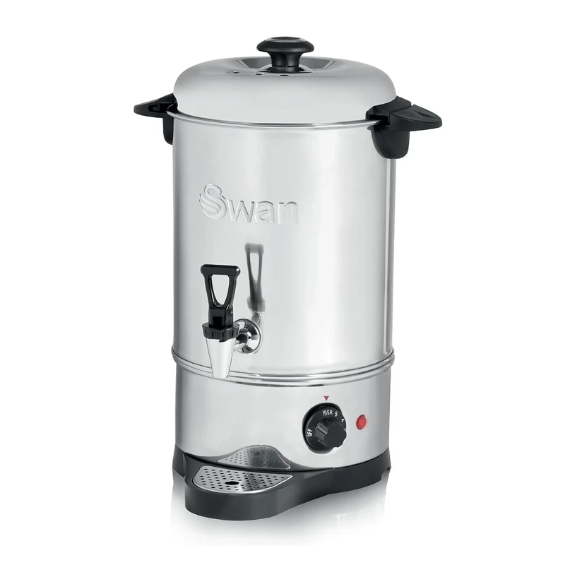 Swan 8L Tea Urn, Stainless Steel, Concealed Heating Element, Keep Hot Function, Drip-Free Tap, Ideal for Events and Catering, Stainless Steel, SWU8L