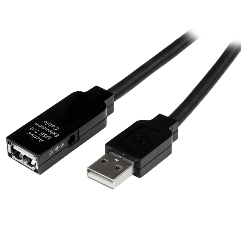 StarTech.com 15m USB 2.0 Active Extension Cable - M/F - 15 meter USB 2.0 Repeater Cable Cord - USB A Male to USB A Female - 15 m, Black (USB2AAEXT15M)