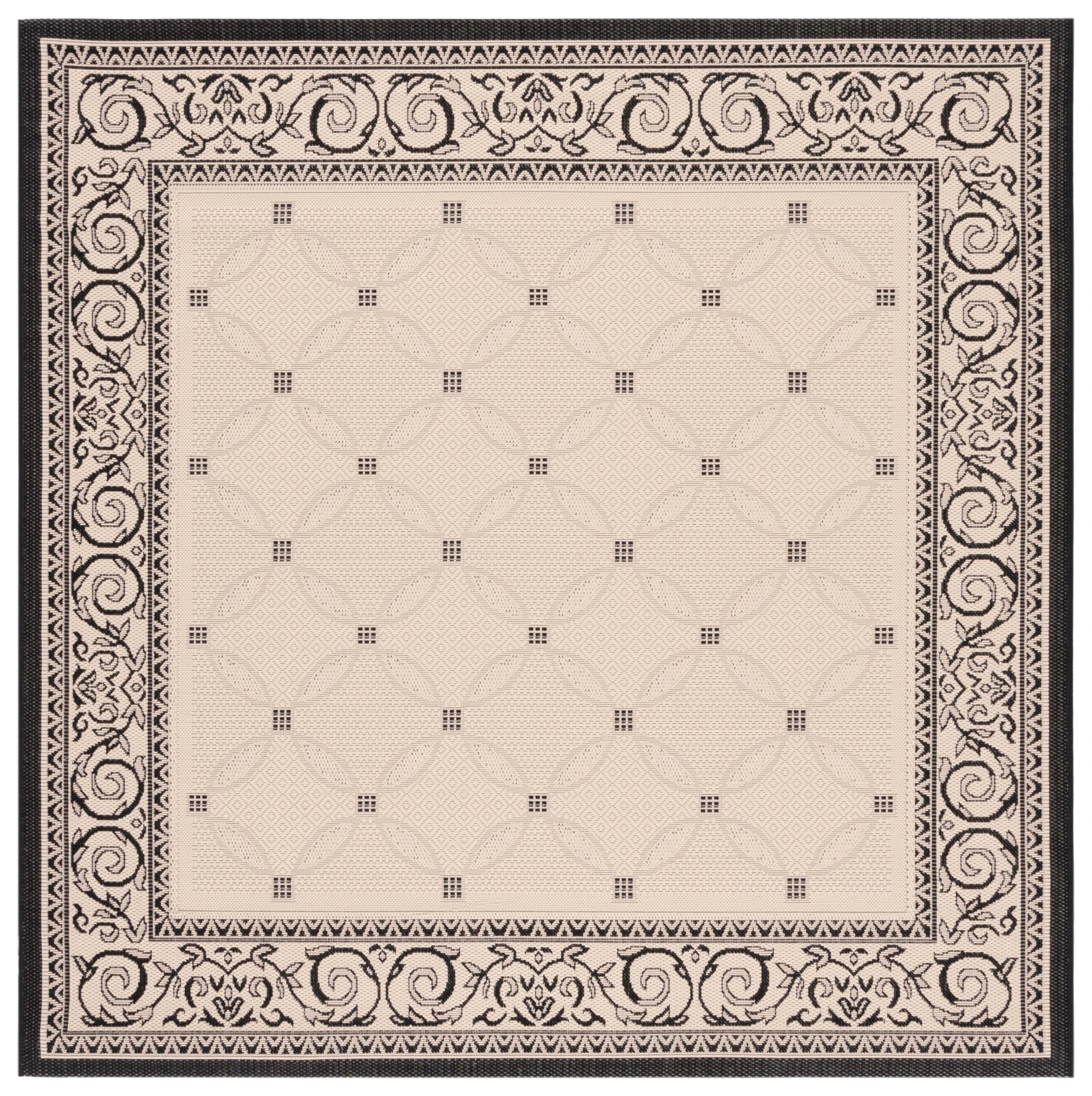 Safavieh Courtyard Collection CY1502-3901 Sand and Black Indoor/ Outdoor Square Area Rug, 6 feet 7 inches Square (6'7" Square)