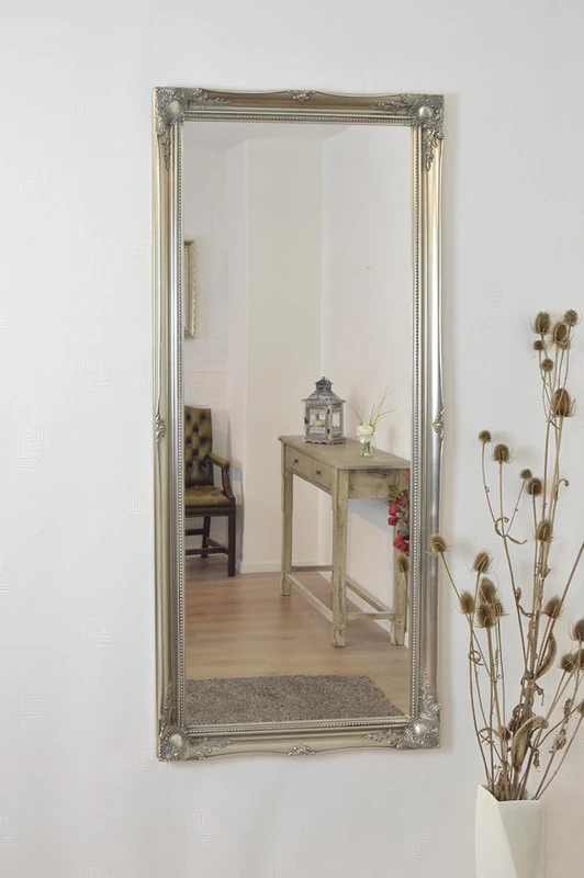 Mirror 5Ft6 X 2Ft6 167cm X 76cm Large Silver Ornate Antique Design Big Wall New, 168x76