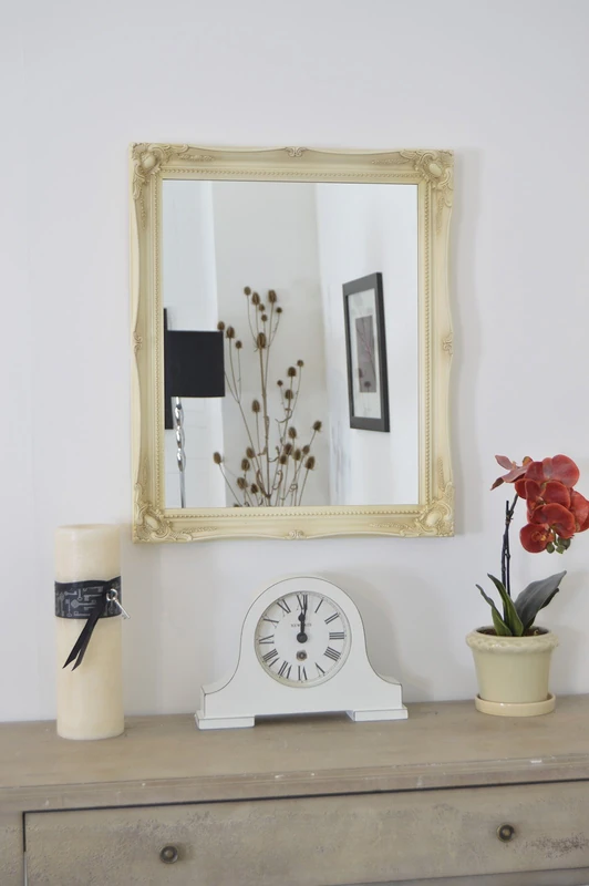 Mirror 2FT X 1FT8 61CM X 51CM White Antique Shabby Chic Ornate Wall, 61x51