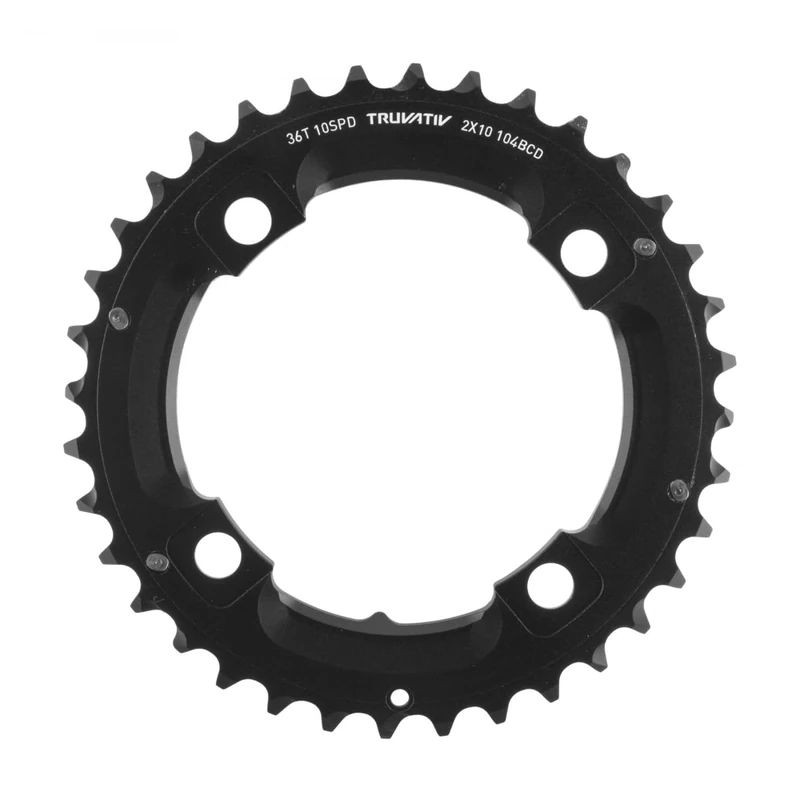 Sram MTB Truvativ Chainring MTB 36T 4 Bolt 104 mm BCD Aluminium No Pin Blast Black 2 x 10 (36-22) S1 (49 mm Chainline), 11.6215.188.410