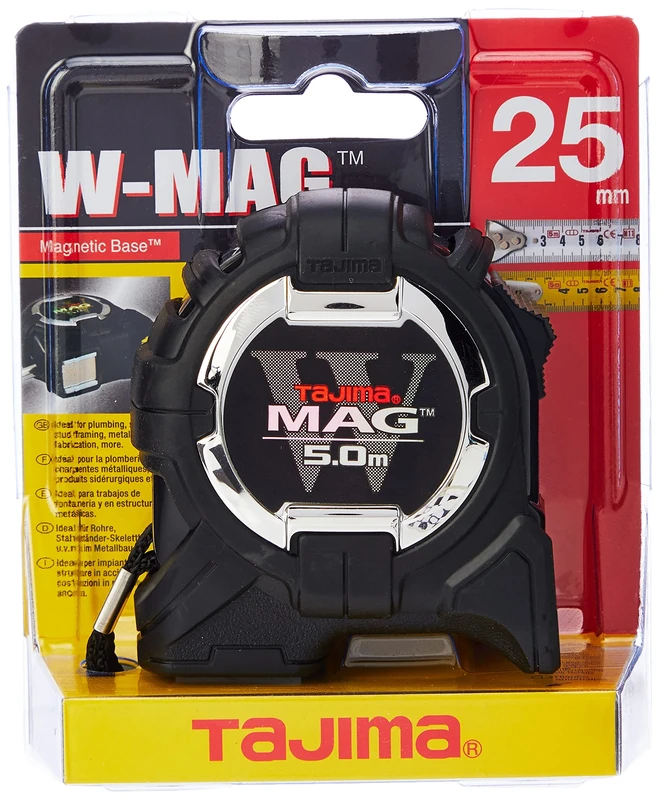 Tajima WM550MR TAGM550MR 5M W-MAG Tape Measure, Black