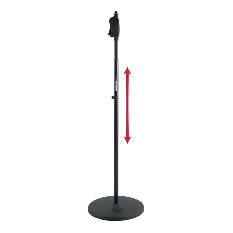 Gator Frameworks Roundbase Microphone Stand with 12″ Weighted Base & Deluxe Soft-Grip Squeeze Height Adjustment, black (GFW-MIC-1201)