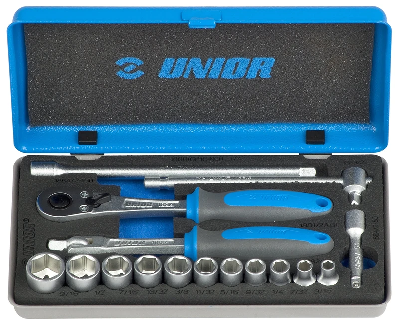 Unior 188BI6P16INCH Socket Spanner Assortment 1/4 Inch in Metal Case