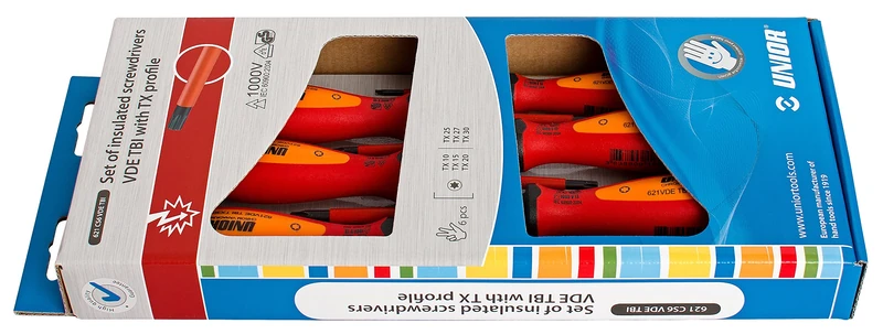 Unior VDE TBI Screwdriver Set for Internal TX Screws, 1 Piece, 621CS6VDETBI