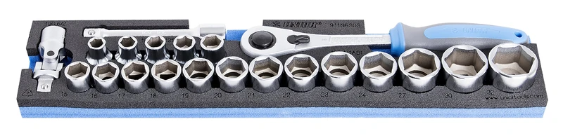 Unior 911N6P21 619470 Hex Socket Set 1/2 Inch in SOS Module Insert for Tool Box /21, Black