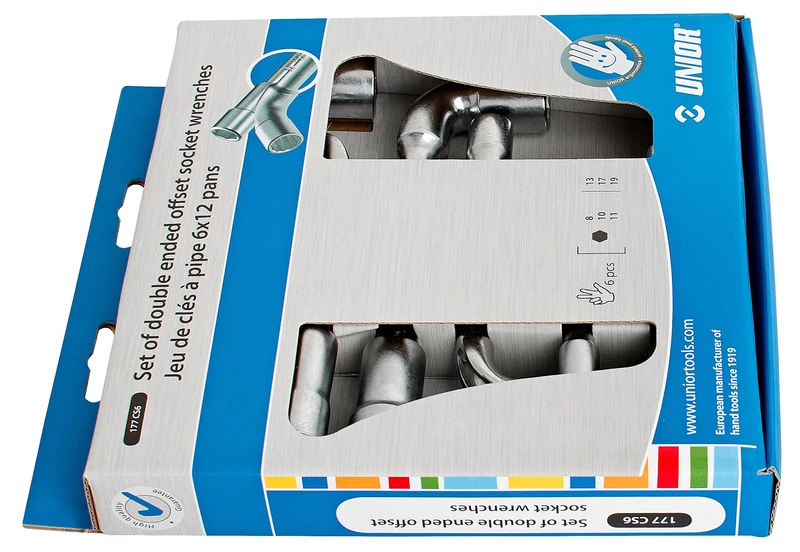 Unior 177CS6, Zwölfkant Pipe Head Wrench Set in Display Box. 8/19/6 "