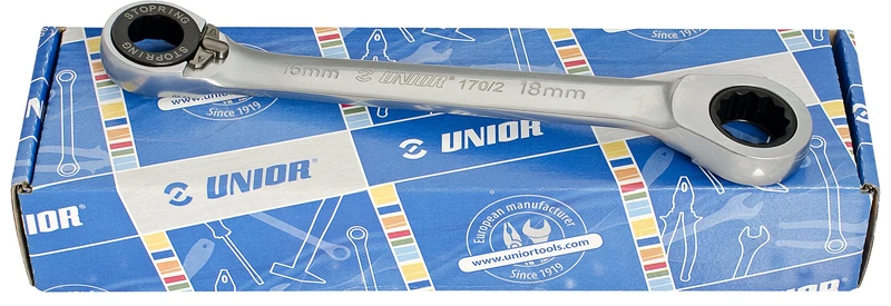 Unior 170/2CB Ratchet Ring Spanner Set in Box