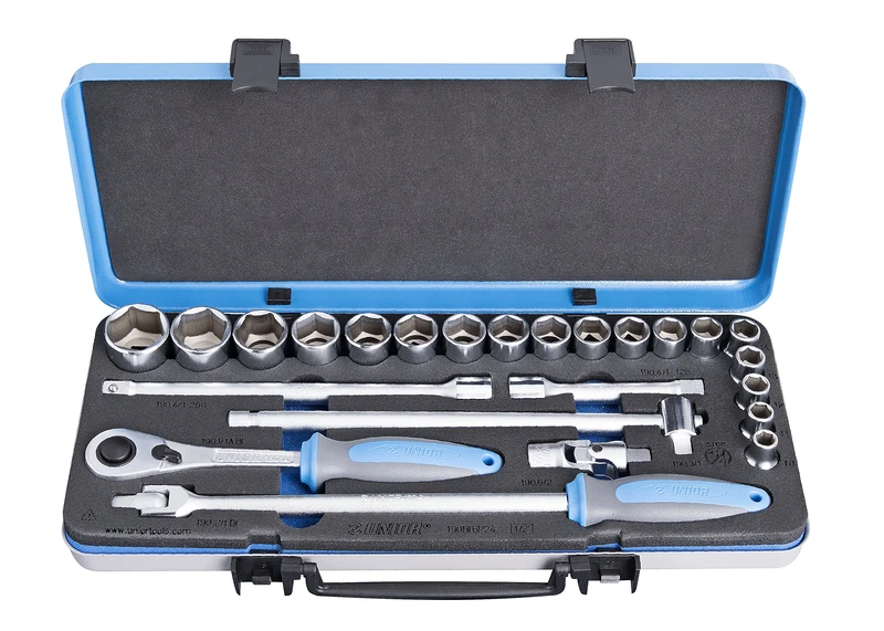 Unior Socket Set 1/2" in Metal Box - 190BI6P24