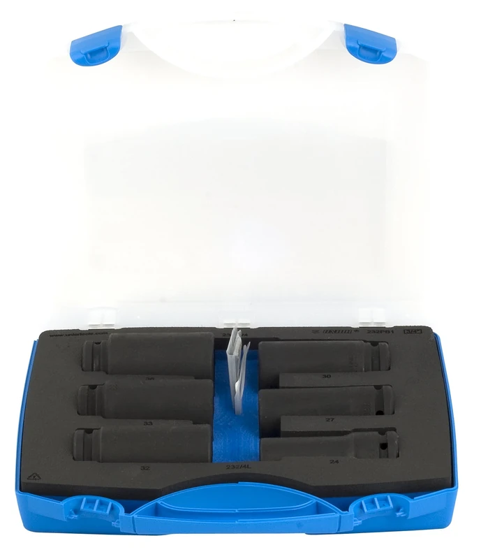 Unior 232PB1 Machine Socket Spanner Set for Impact Wrench 3/4 Inch 7 mm Long in a Plastic Case