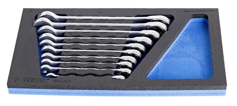 Unior U621084 Forged Combinations Ratchet Wrenches in SOS Tool Tray