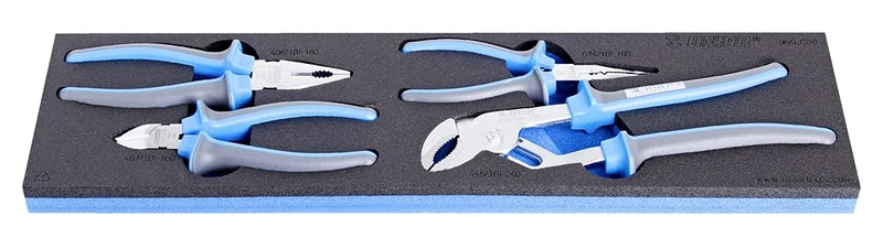 Unior 621291 621291-Juego Alicates Bi in SOS-/4 Series 964ECO6 Bandeja Set of 4 Blue