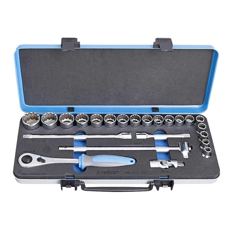 Unior 190BI12P23 Socket Spanner Assortment 1/2 Inch in Metal Case