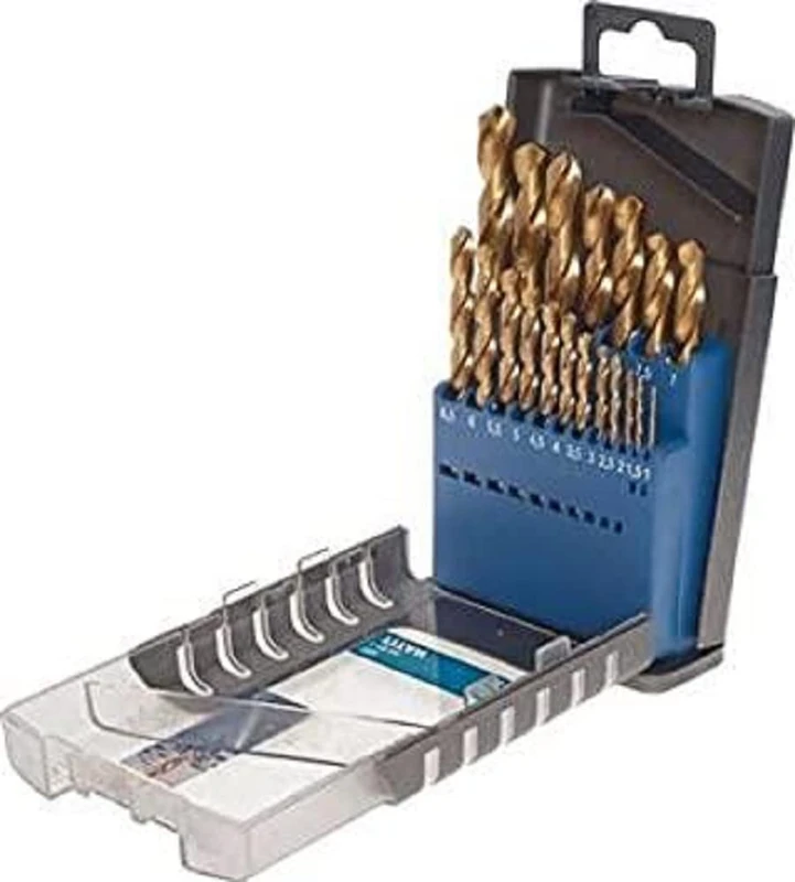 KWB HSS Metal Drill BIT Set - 19-Piece Titanium Spiral Drill Set in Industrial Quality Tool Box