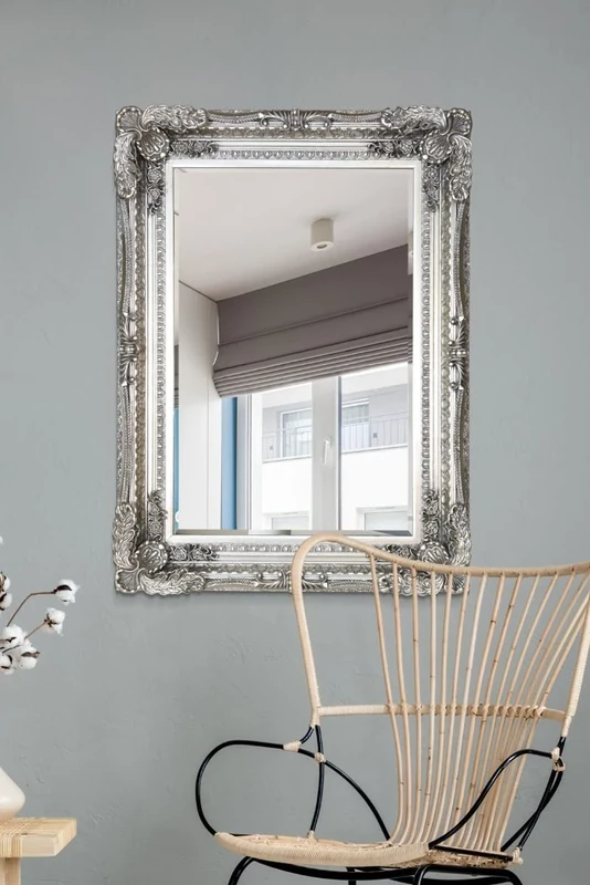 MirrorOutlet GL151 4Ft X 3Ft 120cm X 90cm Large Silver Rectangle Antique Style Big Wall Mirror
