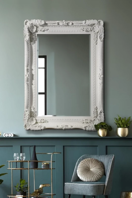 4Ft X 3Ft 122cm X 91cm Large Ivory/Cream Decorative Antique Ornate Wall Mirror