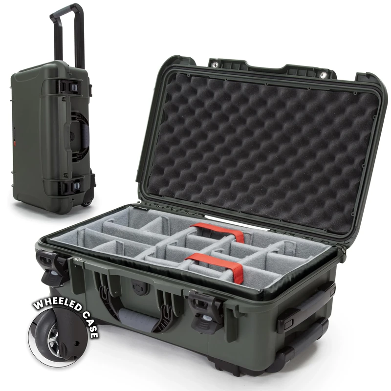 Nanuk 935 Waterproof Carry-On Hard Case with Wheels and Padded Divider - Olive