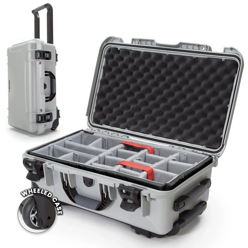 Nanuk 935 Waterproof Carry-On Hard Case with Wheels and Padded Divider - Silver