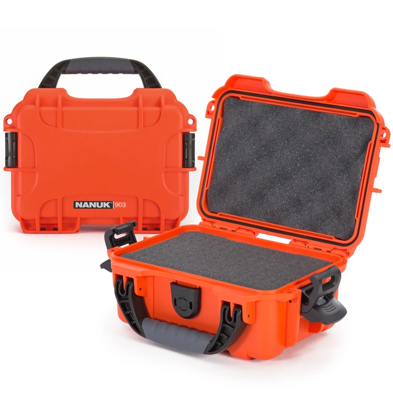 Nanuk 903 Small Waterproof Hard Case with Foam Insert 9.1" x 6.8" x 3.8" - Orange