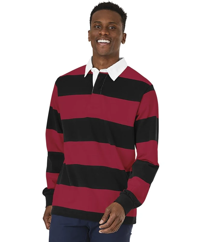 Charles River Apparel Men's Classic Rugby Shirt, Black/Red, XX-S