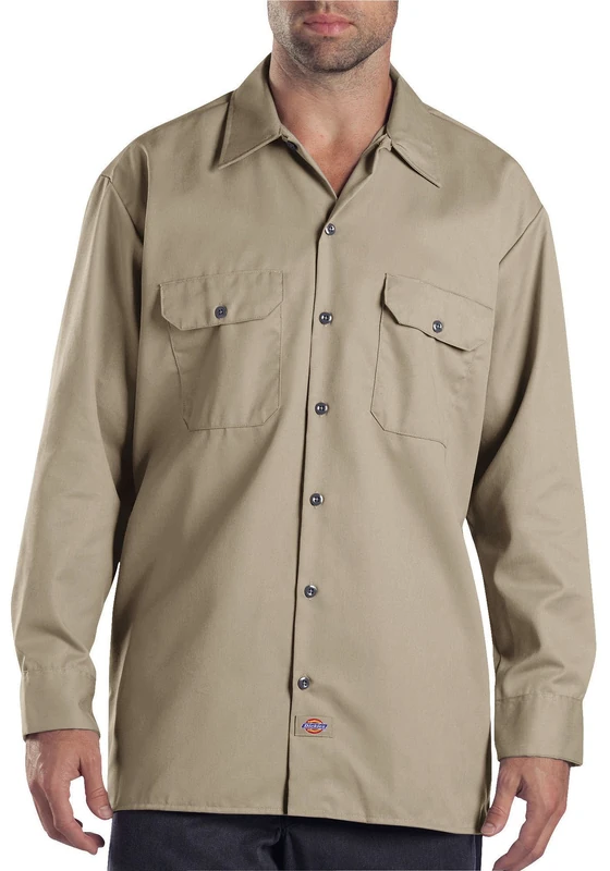 Dickies Men's Big-Tall Long-Sleeve Work Shirt - Beige -