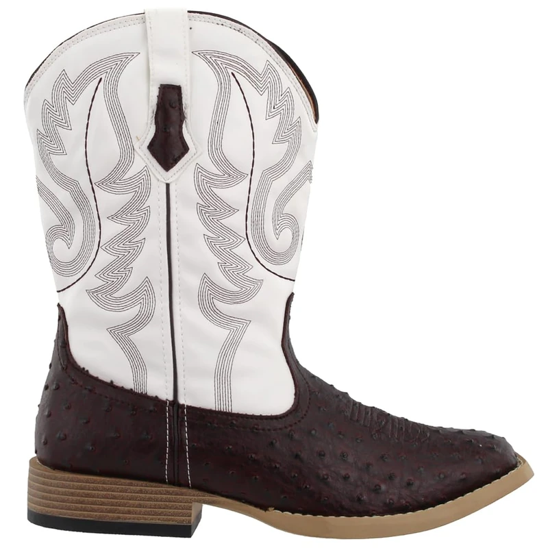 ROPER Men's Bumps Ostrich Square Toe Cowboy Boots Western, Brown, White, 7 UK