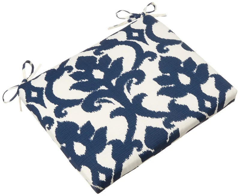 Pillow Perfect Outdoor/Indoor Basalto Navy Square Corner Seat Cushions, 18.5 in. L X 16 in. W X 3 in. D, Blue, 2 Pack