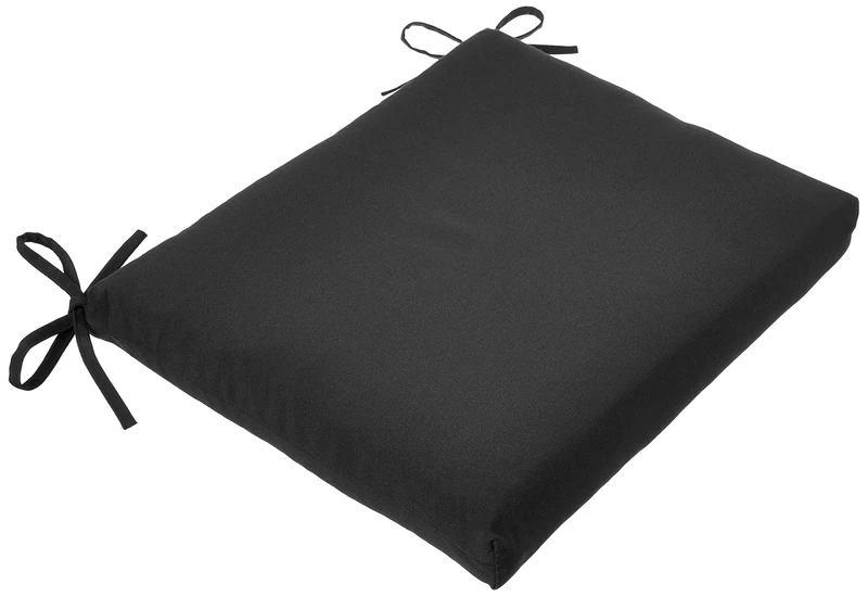 Pillow Perfect Fresco Solid Indoor/Outdoor Patio Seat Cushions Plush Fiber Fill, Weather and Fade Resistant, Square Corner - 16" x 18.5", Black, 2 Count