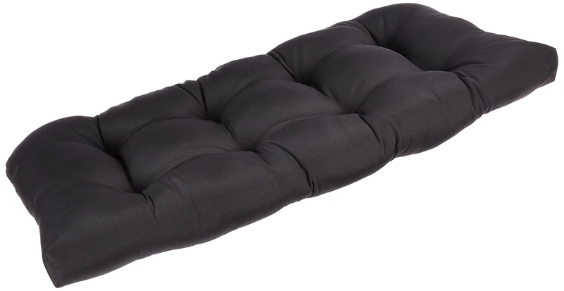 Pillow Perfect Outdoor Fresco Wicker Loveseat Cushion, Black - Image 1
