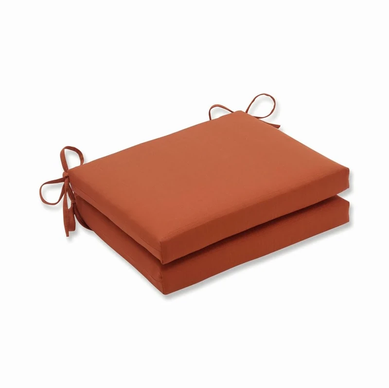 Pillow Perfect Patio Seat Cushions Plush Fiber Fill, Weather and Fade Resistant, Cinnabar Burnt Orange, Square Corner-16" x 18.5"