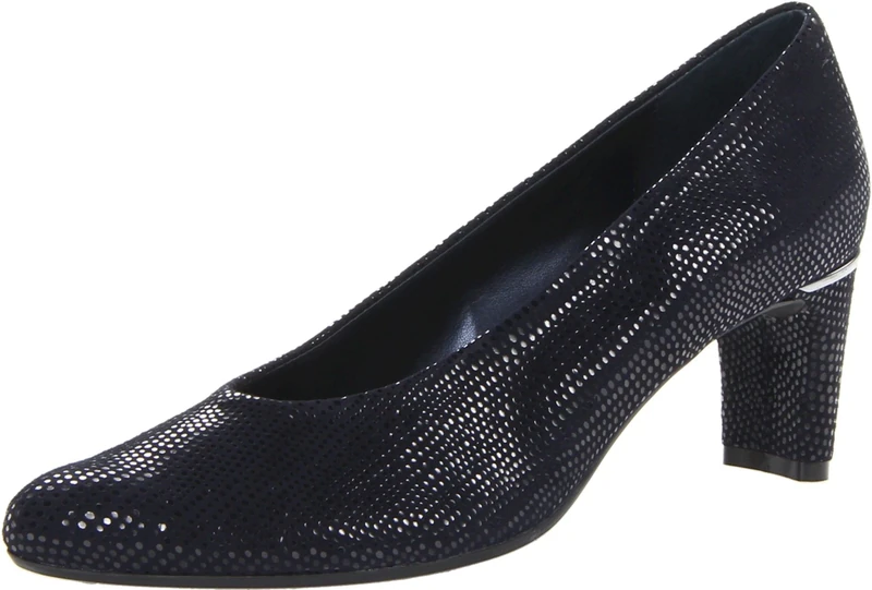 VANELi Womens Dayle Glitter Round Toe Block Pumps Dress Casual Low Heel 1-2" - Blue, Navy E-print, 9 UK Wide