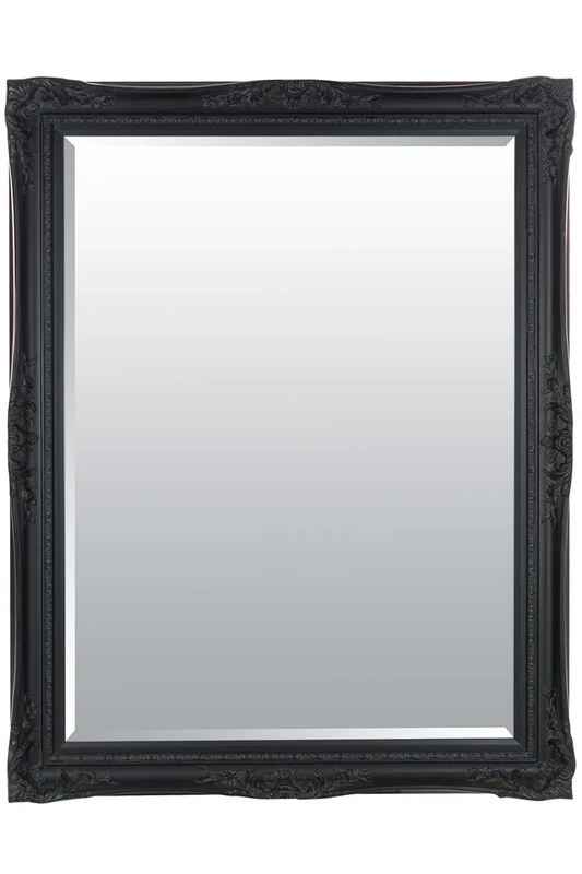 Large Black Antique Shabby Chic Ornate Wall Mirror 4Ft8 X 3Ft8, 142cm X 112cm