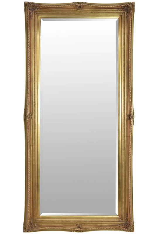 Large Gold Antique Shabby Chic Ornate Wall Mirror 5Ft9 X 2Ft9, 175cm X 84cm