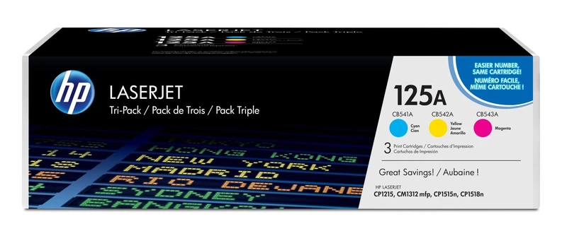 HP CF373AM 125A Original LaserJet Toner Cartridges, Cyan/Magenta/Yellow, Multipack