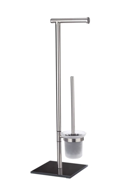 WENKO 20391100 -standing toilet brush Lima - Stainless steel, 23.5 x 69 x 20 cm
