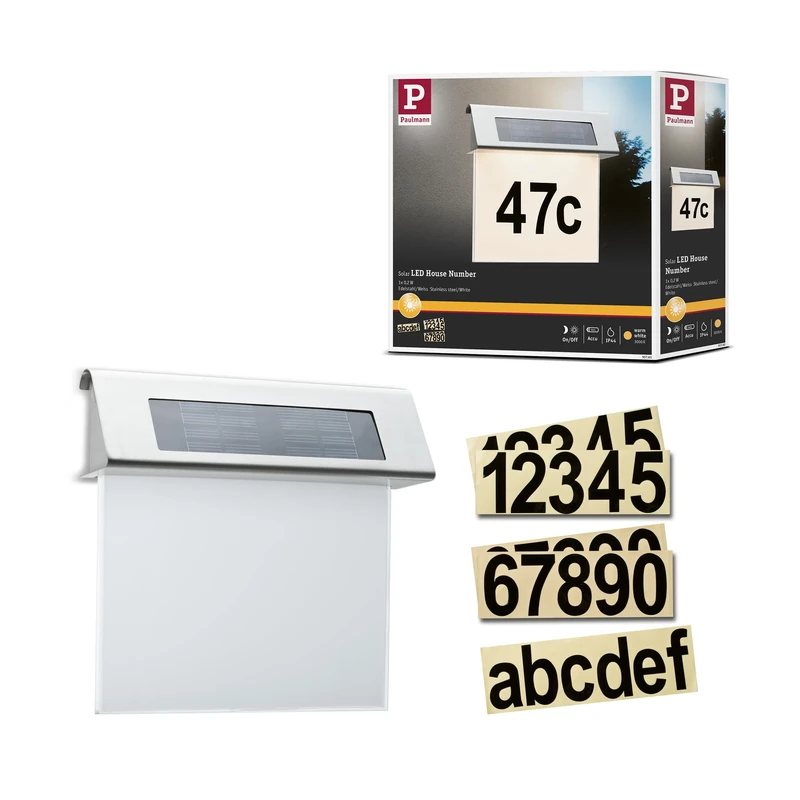 Special Solar House Number Light IP44 LED 1x0.2W Stain/Wh Stainless Steel/ACR