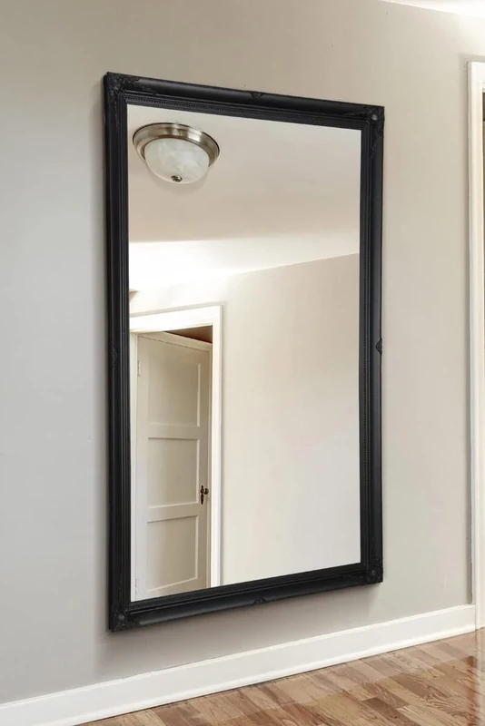 Large Black Antique Style Rectangle Wall Mounted Mirror 5Ft6 X 3Ft6 167x106cm