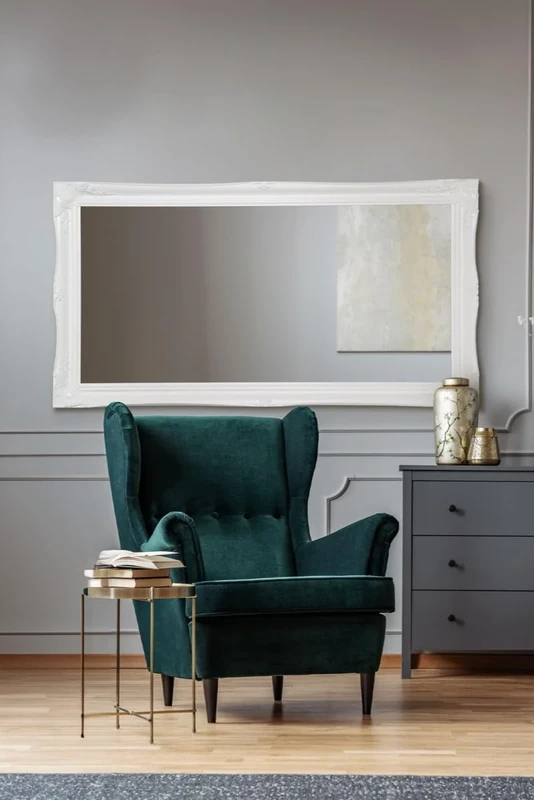 4Ft6 X 2Ft6 137cm X 76cm Large White Ornate Shabby Chic Big Wall Mirror Bargain