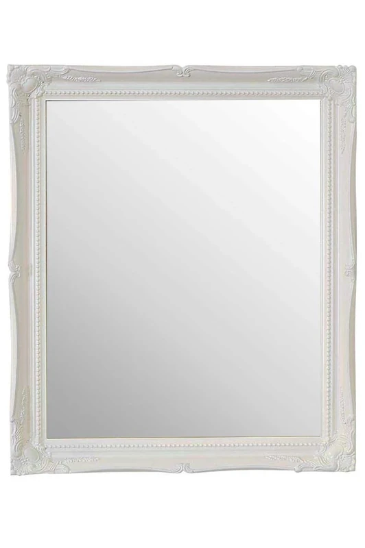 Mirror MirrorOutlet Classic French Inspired Gloss White Ornate OVERMANTLE Elegant ORN, 66x56