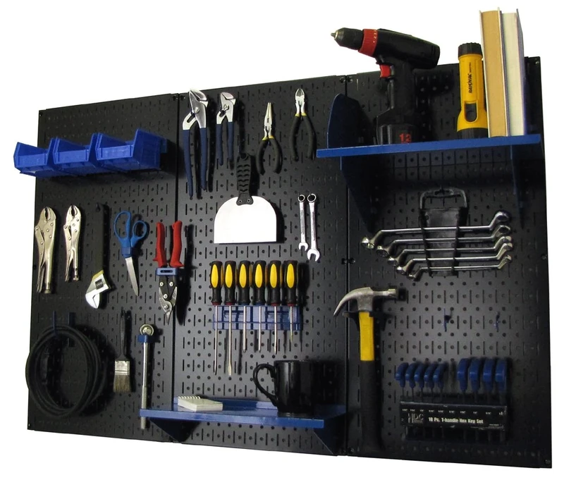Wall Control Pegboard Standard Tool Storage Kit, Black/Blue