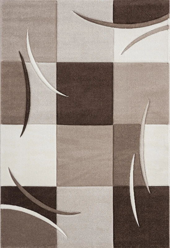 Mia's Teppiche Profile Design Rug - Checkered - Brown Beige, Size:160x230cm - Image 1