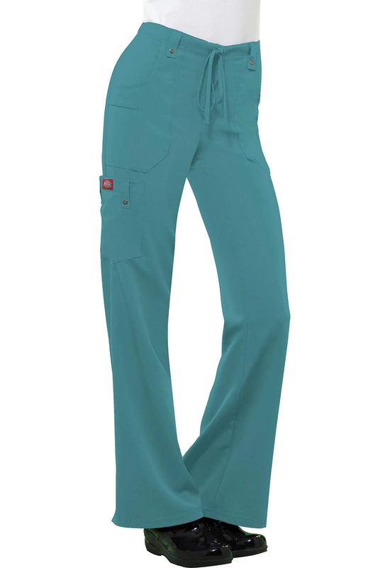 Dickies Xtreme Stretch Scrubs for Women, Drawstring Flare Leg Cargo Pant Plus Size 82011, 4XL, Ceil, Teal, 3X-Large Plus