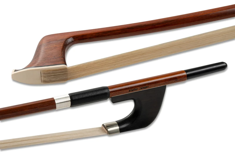 GEWA double bass bow, pernambuco wood, 3/4, octagonal stick, nickel silver with stamp, Atelier "Jaeger"