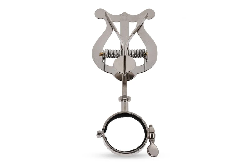 GEWA Marching Music Holder Bb-Clarinet - Nickel Plated - Small Lyra - 2 Pushers - Ring Diameter 33 mm