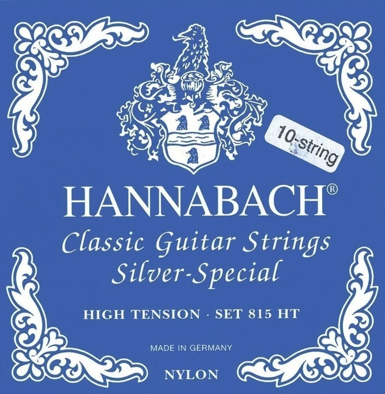 Hannabach 652598 Series 815 Silver Special High Tension String Set for 10-String Classic Guitar